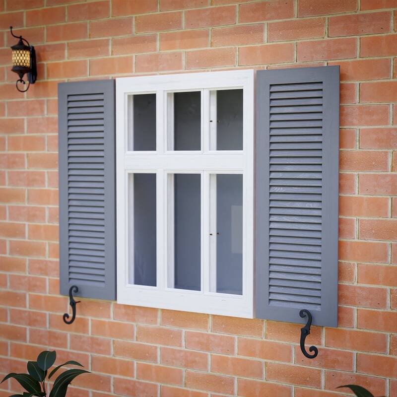 Black Shutter Dog Holders 6.5" L S Style Aluminium Shutter Tieback Hardware (Set of 4) Renovators Supply