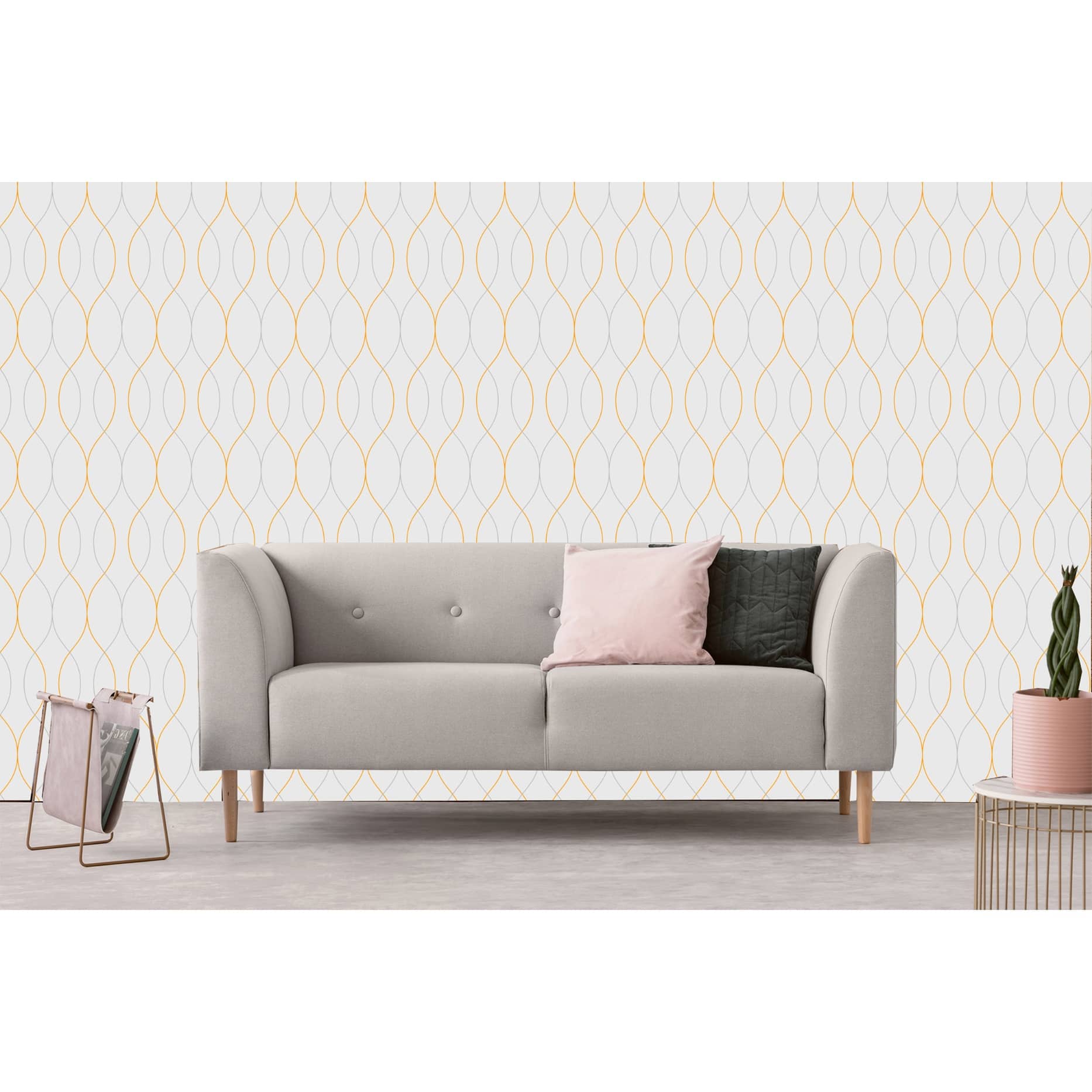 Gray Geometric Removable Wallpaper 10'ft H x 24''inch W Bed Bath