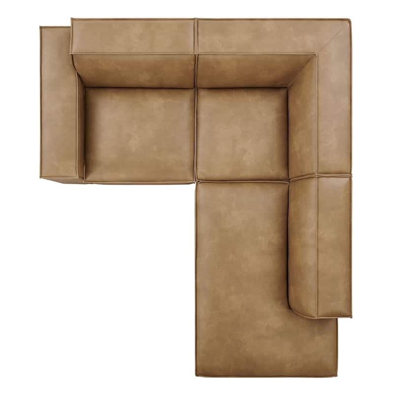 Restore 3-Piece Vegan Leather Modular L-Shaped Sectional Sofa