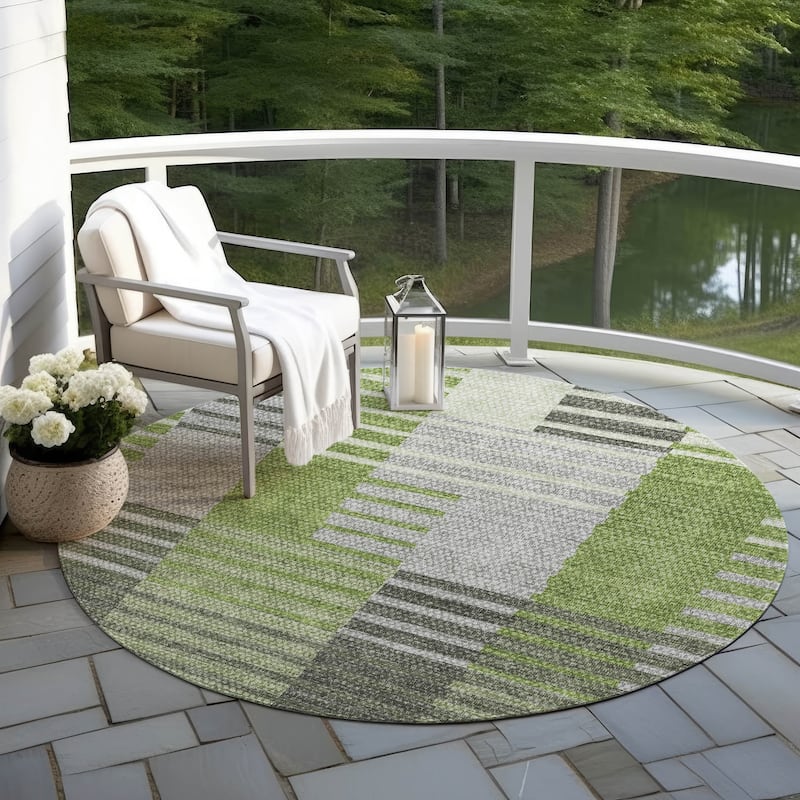Machine Washable Indoor/ Outdoor Chantille Contemporary Stripes Rug