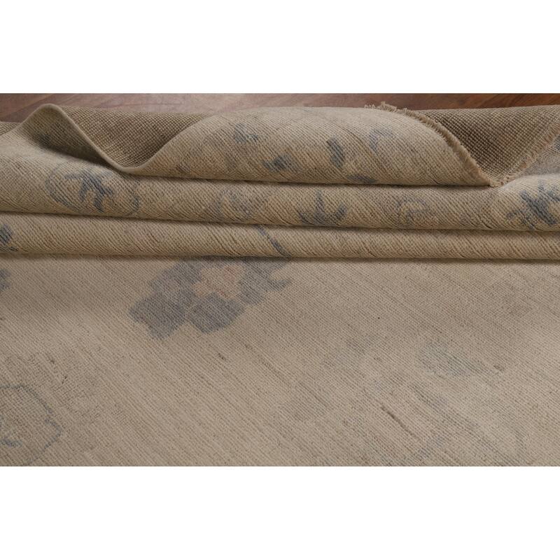 Vegetable Dye Oushak Turkish Rug Hand-Knotted Oriental Wool Carpet - 8'4"x 9'10"