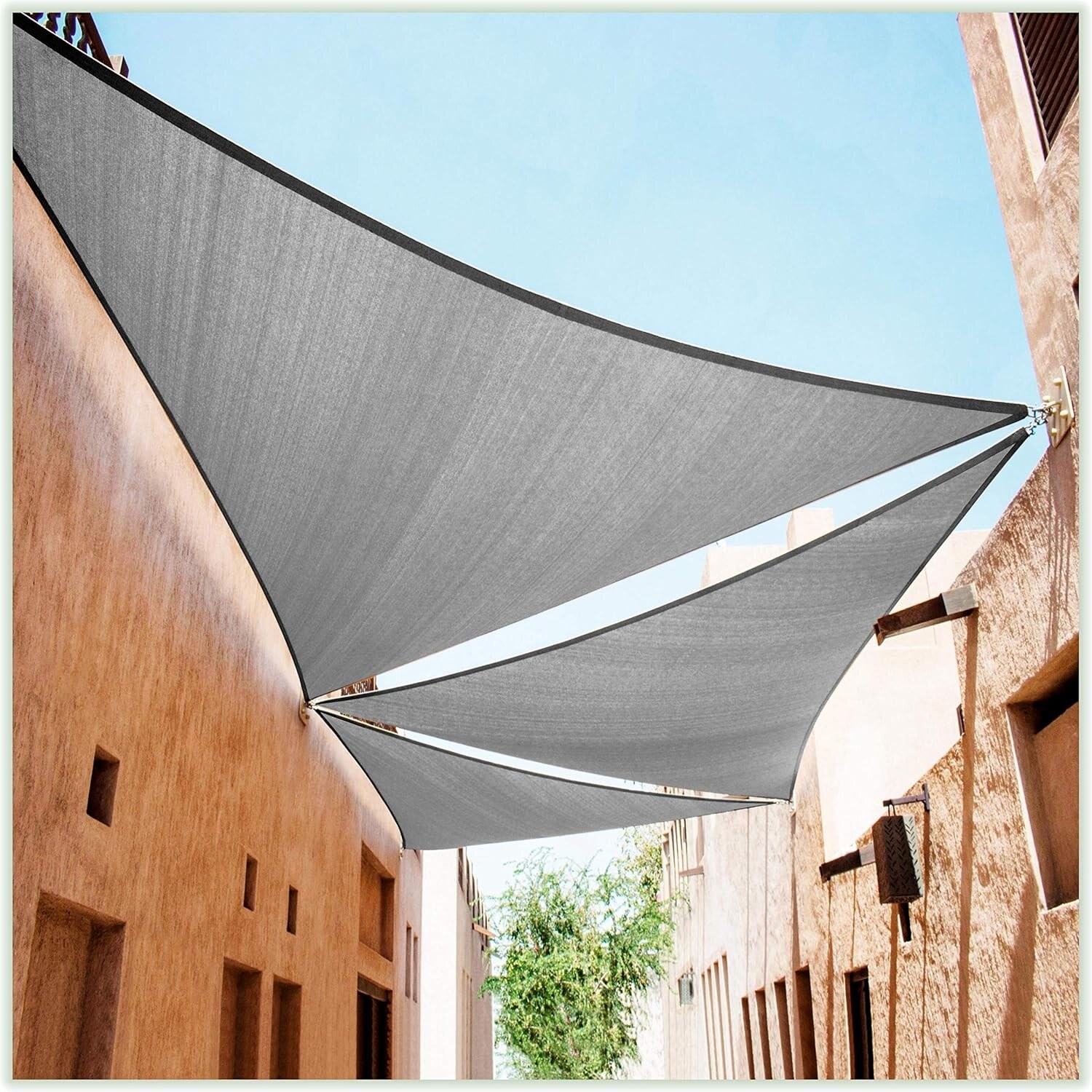 Custom Size 6' x 11' x 12.5' Grey Right Triangle Sun Shade Sail Canopy Mesh Fabric UV Block UPF50 - Heavy Duty