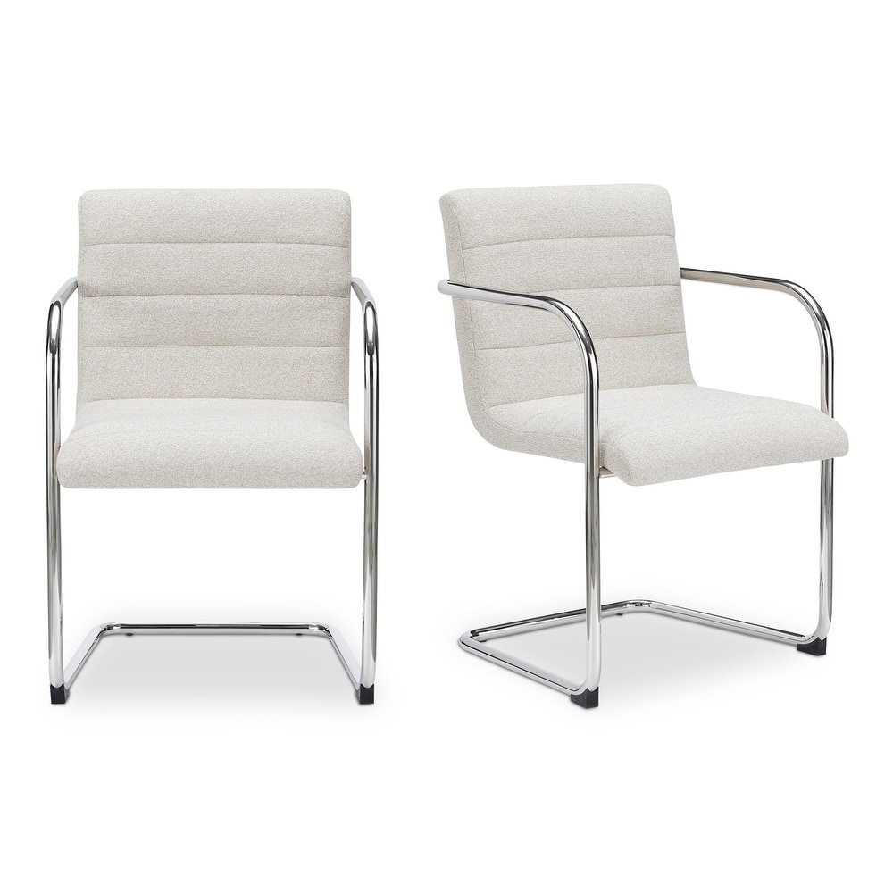 Title: NADAAL STUDIOS Cyran Dining Chair, Faux Green Upholstery, Stainless Steel Cantilever Frame - Set of 2