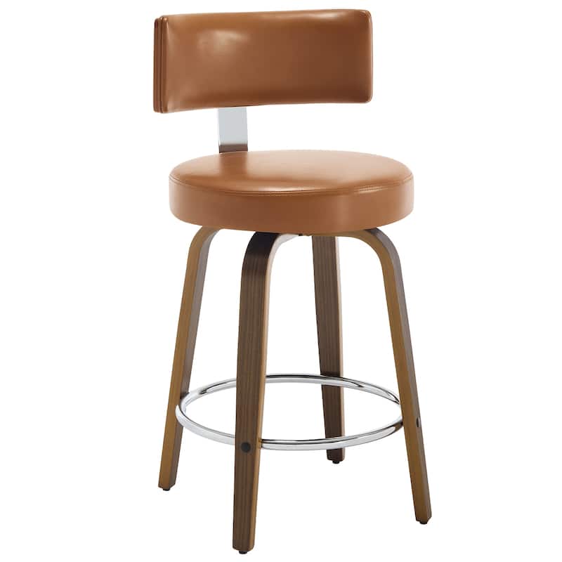 Upholstered Wood Swivel Bar/ Counter Stools, Set of 3