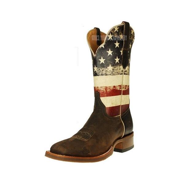 Cinch Western Boots Mens National Flag Square Toe Cowboy Brown ...