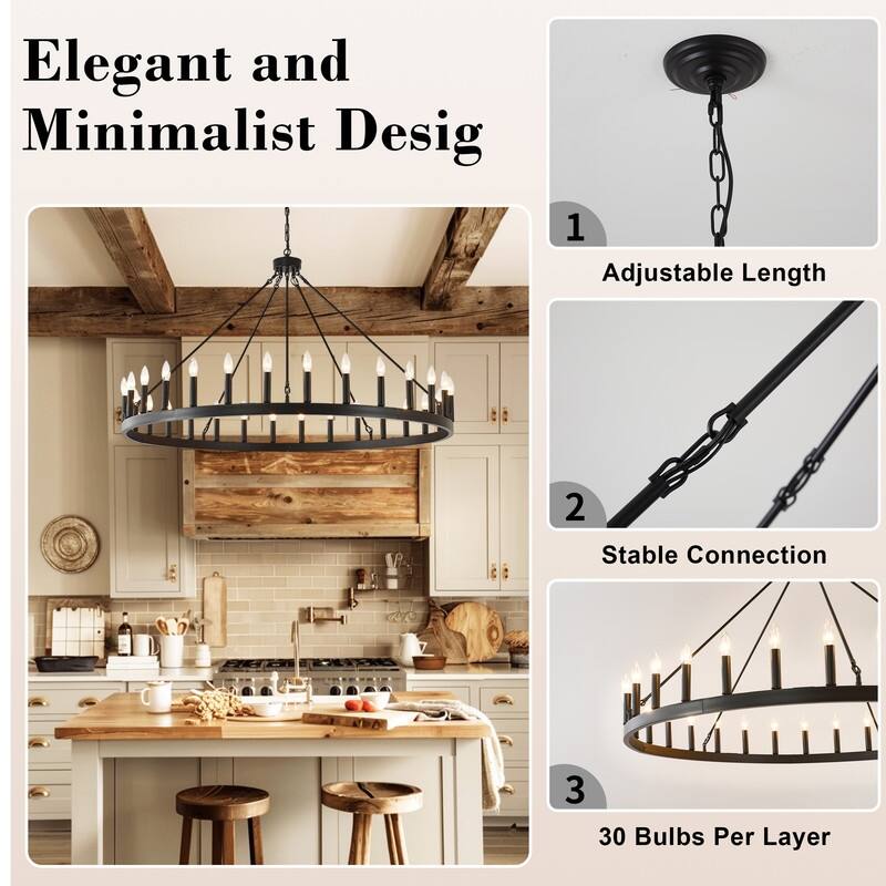 Extra Large Black Wagon Wheel Chandelier Farmhouse for Dining Room