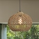 preview thumbnail 1 of 3, Bonn Dark Yellow 1-Light Rattan Dome Basket Pendant Light