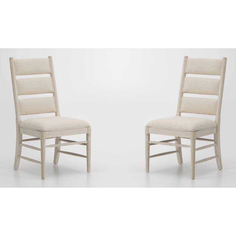 Magnussen Home Herringbone Ridge Clara Natural Upholstered Dining Side Chair Two Pack - 21''W x 24.25''D x 40.5''H - 21''W x 24.25''D x 40.5''H - Set of 2 - Beige - Dining Height