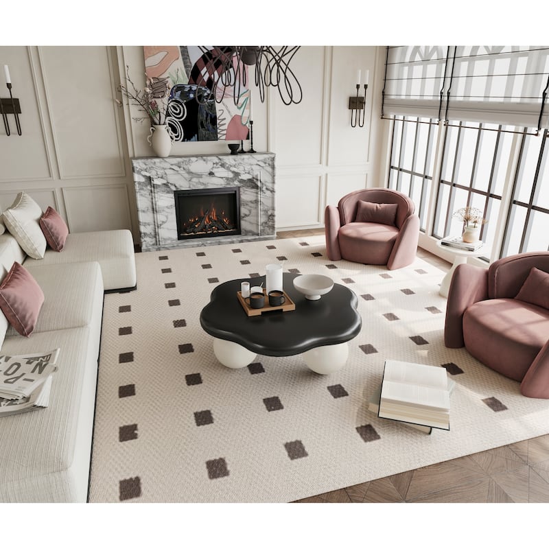 35" Cloud Shaped Modern Minimalist Coffee Table with Spherical Legs