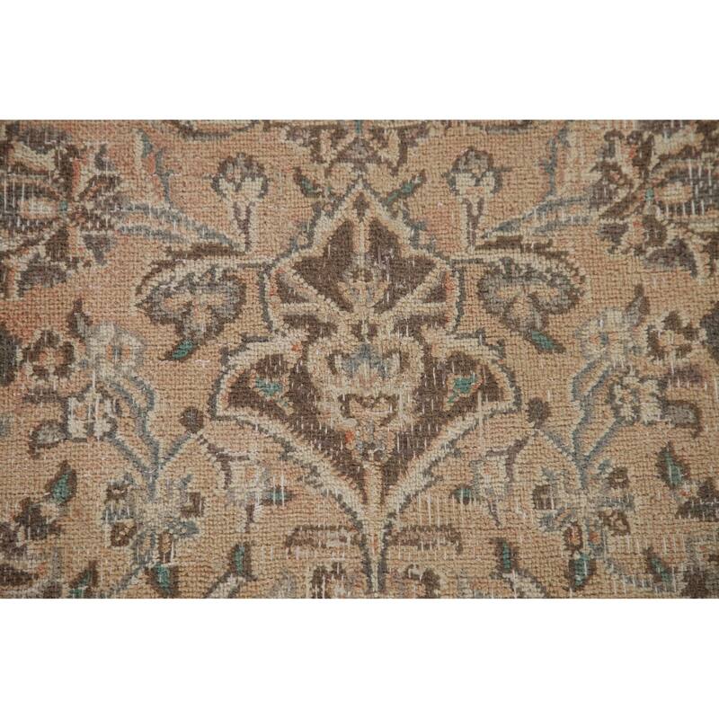 Distressed Mashad Persian Antique Area Rug Hand-knotted Wool Carpet - 6'3" x 9'0"