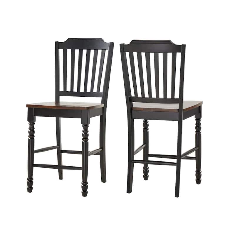Mackenzie Counter-height Chairs (Set of 2) by iNSPIRE Q Classic - Antique Black Slat Back