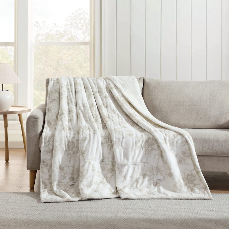 Laura Ashley Plush Reversible Heated Blanket