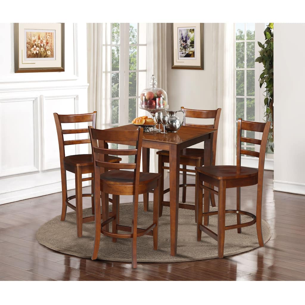 30" x 30" Counter Height Table with 4 Stools - 5 Piece Set