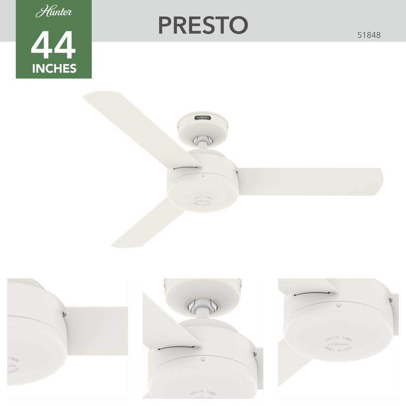 Hunter 52" and 44" Presto Ceiling Fan w/ Wall Control - Contemporary, Industrial, Scandinavian
