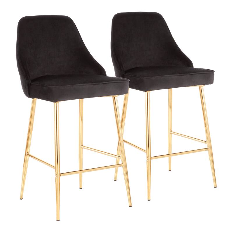 LumiSource Marcel Glam Velvet Gold Metal Counter Stools (Set of 2)