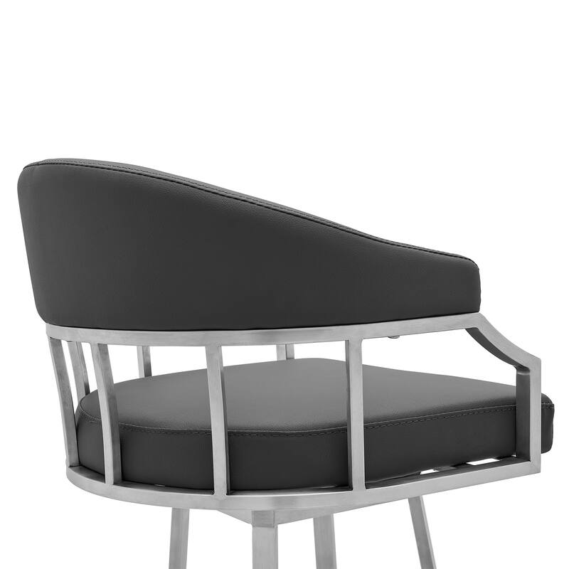 Palmdale Faux Leather and Metal Upholstered Swivel Counter or Bar Stool