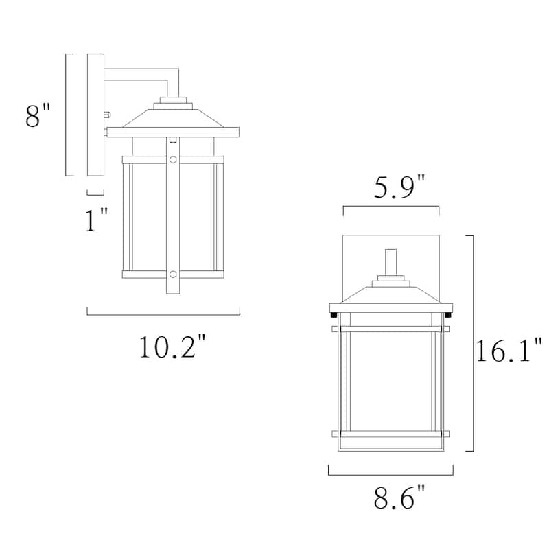 Modern Brushed Black 1-Light Geometric Outdoor Wall Lantern Sconce Water Glass - L 8.9"* W 10.4"* H 15.6"