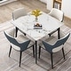 preview thumbnail 6 of 22, Modern Slate Kitchen Dining Table with Sintered Stone Top Metal Legs (Table Only) - 31.5x31.5x30 inch High Glossy Jade