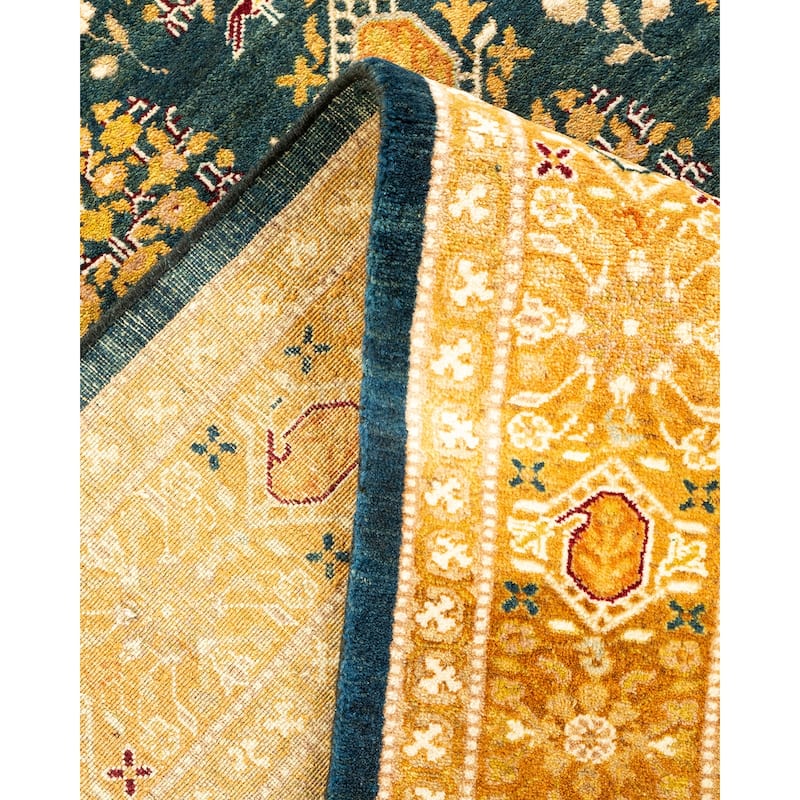 Overton Handknotted Wool Traditional Oriental Green Area Rug - 9' x 12'