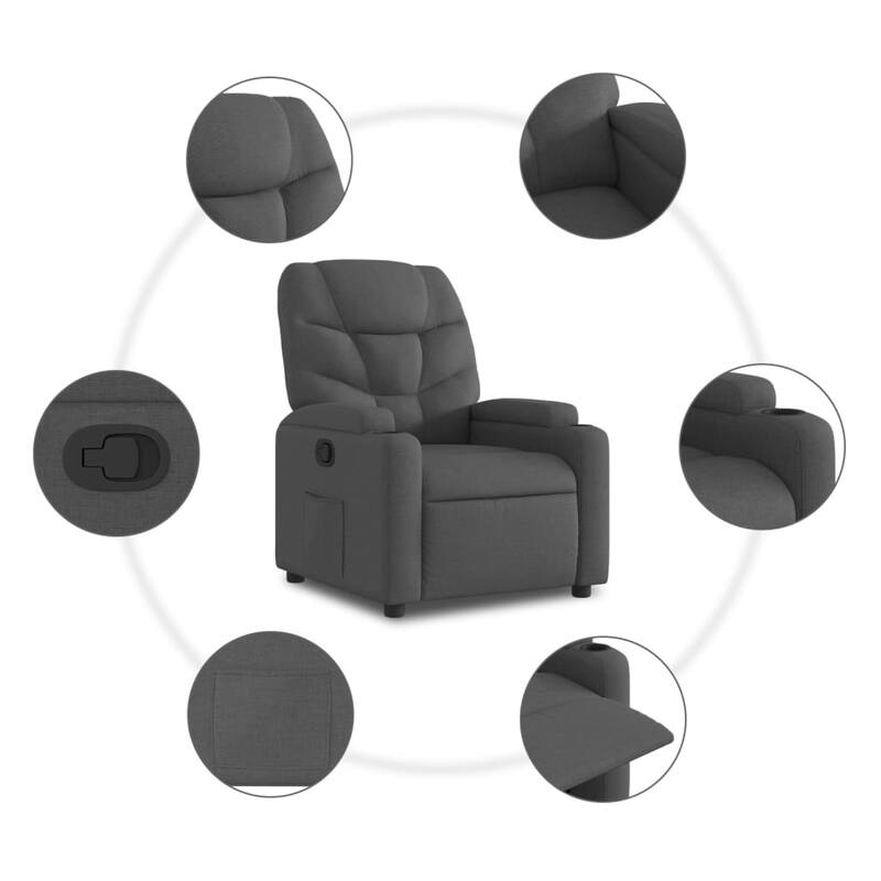 vidaXL Recliner Chair Dark grey Fabric (100% polyester) Adjustable