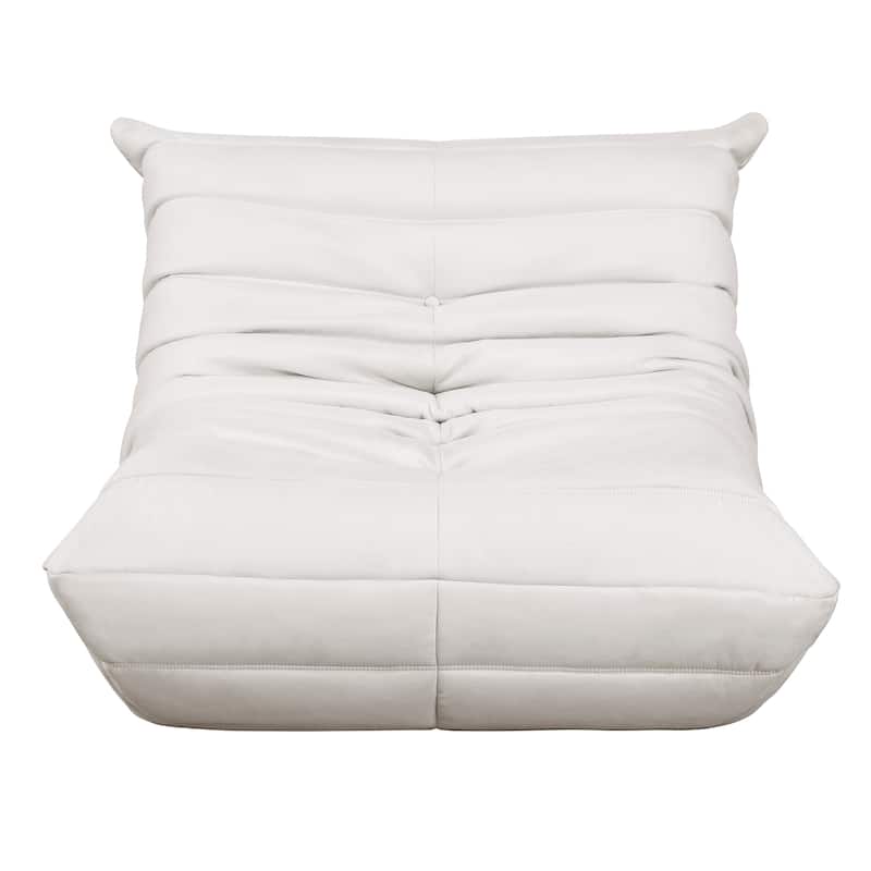 Revena Accent Floor Chair, Pleated Beige Microfiber Fabric, Curved