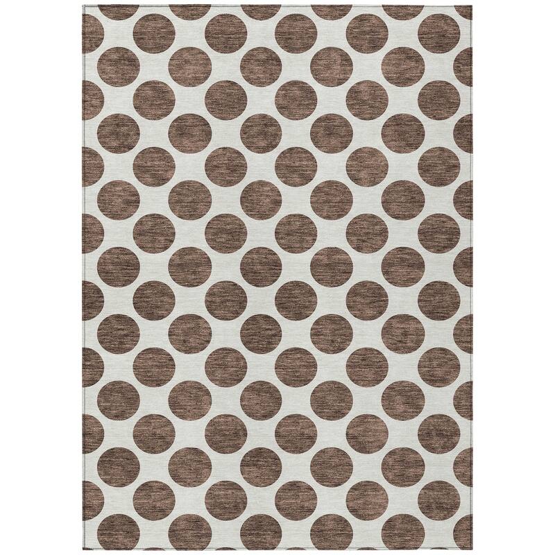 Machine Washable Indoor/ Outdoor Polka Dots Chantille Rug