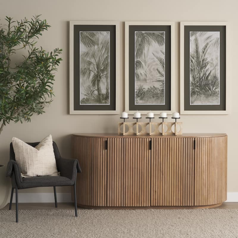 Terra Dark Brown Solid Wood Fluted Sideboard - 72.0L x 18.5W x 32.0H - Brown