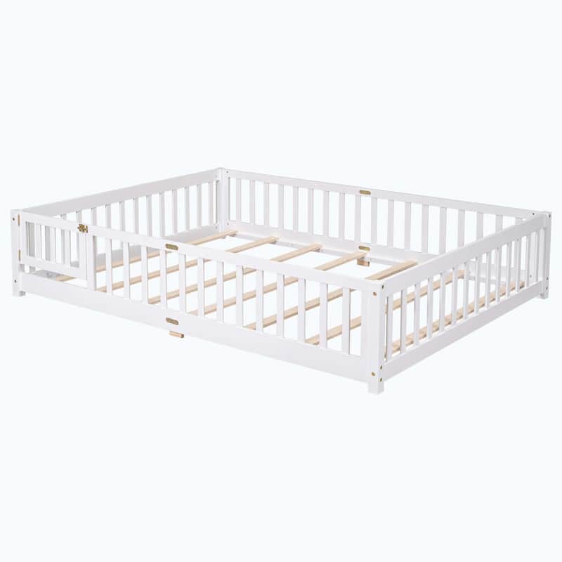 Durable Floor Platform Bed with Fence