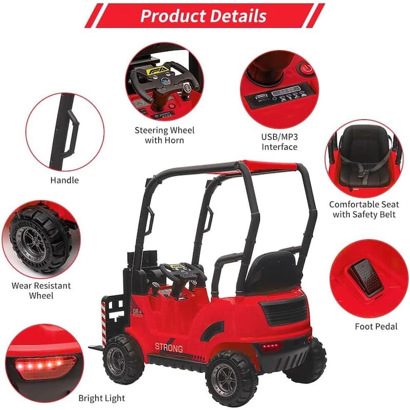 12V Kids Ride on Forklift Car with Tent