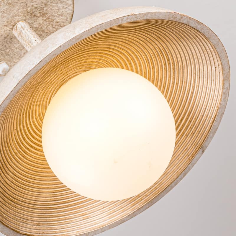 Distressed White 1-Light Hallway Semi Flush Mount Light