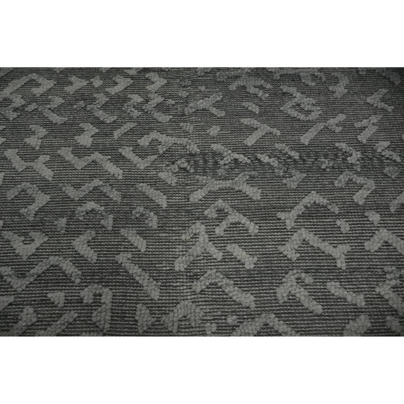 Hand Knotted Oriental 100% Wool Carpet Modern Geometric Greys & Charcoal Modern Gotti Design Area Rug - 10' 5'' X 6' 9''