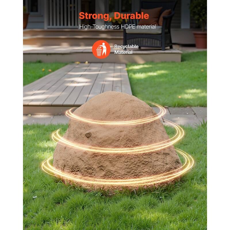 Medium Artificial Rock Cover Sandy Brown HDPE Landscape Stone Hide for Outdoor Fixtures