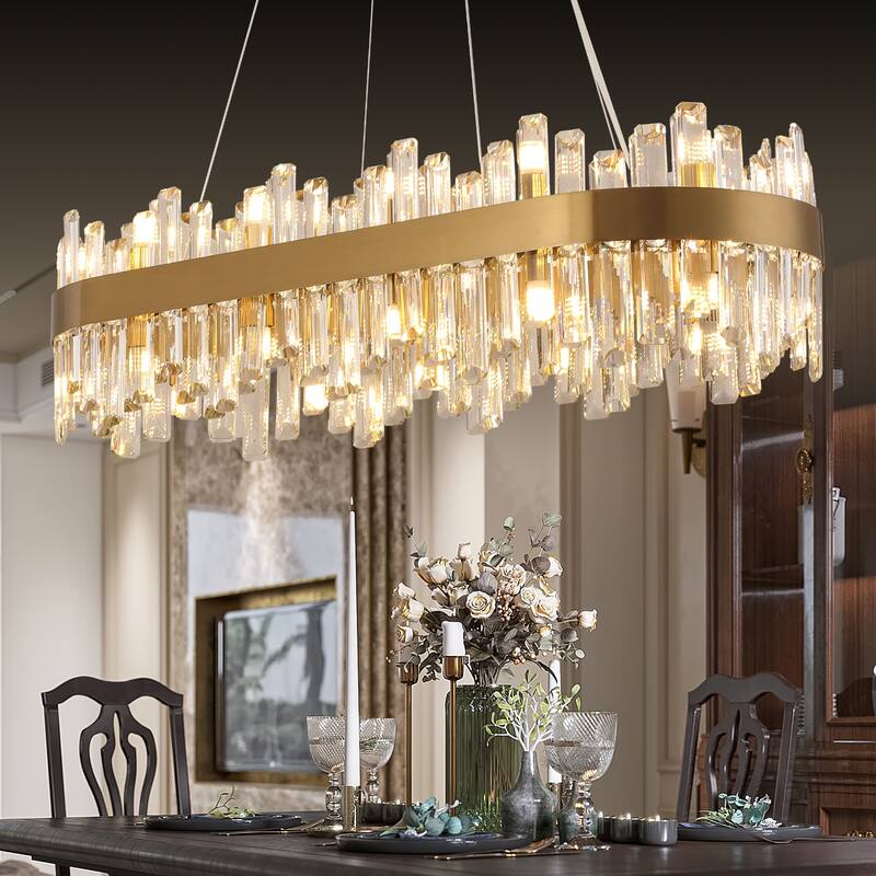 36-Inch Modern Luxury Gold Crystal Chandelier for Dining Room, 24-Light French Empire Ceiling Light with Premium Crystals