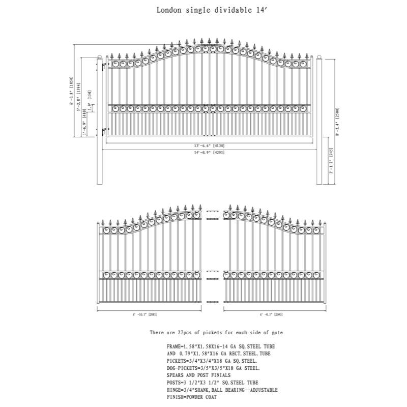 ALEKO Steel Single Sliding 14 ft Driveway Gate London Style with Gate Opener