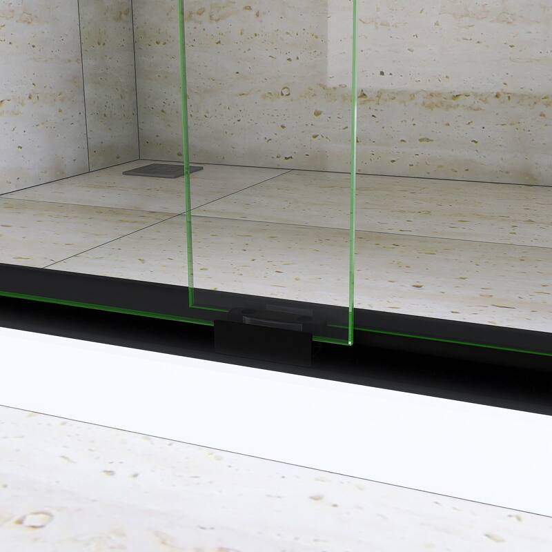 Double Sliding Framed Shower Door in Matte Black Finish