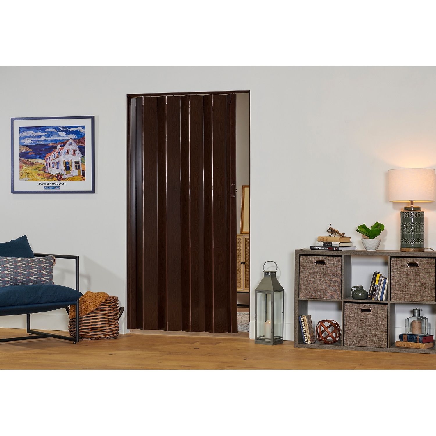 Towne Collection Riverside Roasted Coffee PVC Folding Closet Door Accordion Door 48 x 80