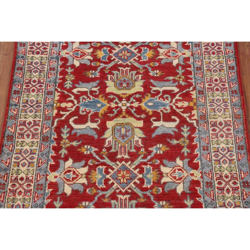 Red Kazak Oriental Foyer Rug Handmade Traditional Wool Carpet - 2'11" x 4'0"