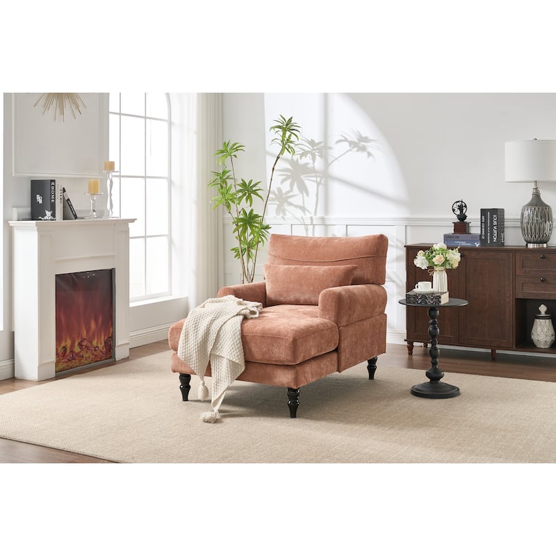 Modern Chaise Lounge , Upholstered Indoor Leisure Sofa Recliner, Chair Sleeper for Bedroom, Living Room, Study Room, Office - Orange