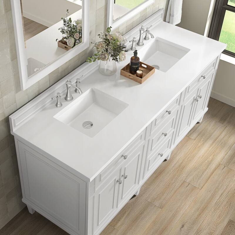 James Martin Vanities Lorelai 72" Double Vanity, Bright White - White Zeus