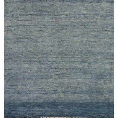 Blue Gabbeh Oriental Square Rug Handmade Wool Carpet - 4'1"x 4'3"