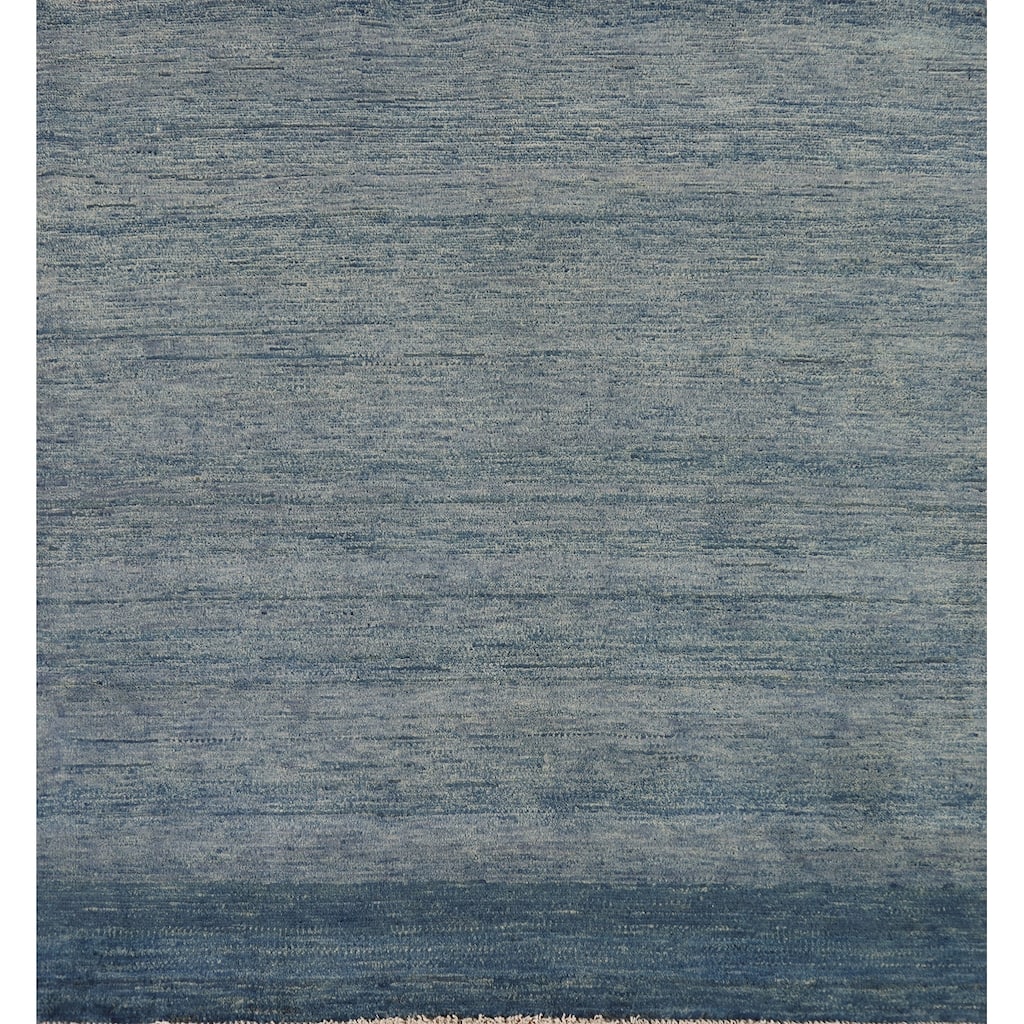 Blue Gabbeh Oriental Square Rug Handmade Wool Carpet - 4'1"x 4'3"