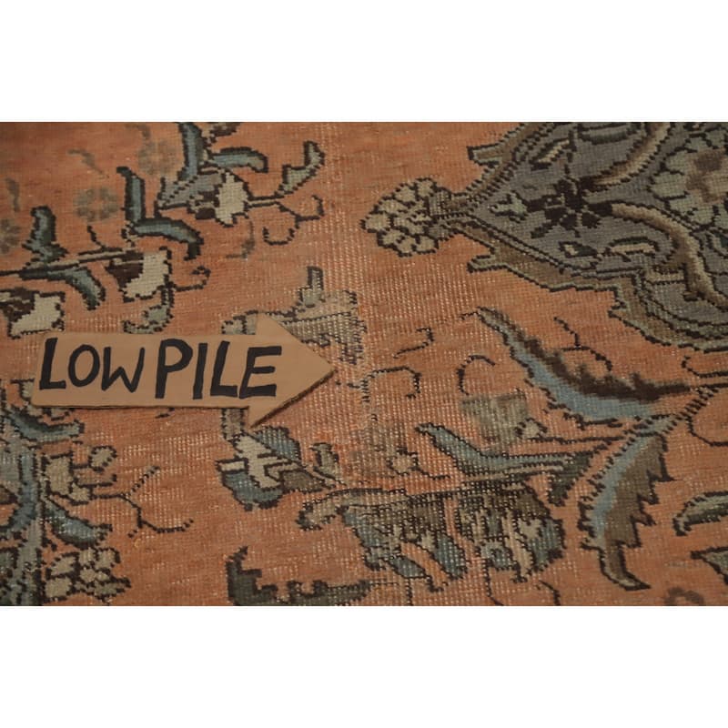 Hand Knotted Oriental 100% Wool Carpet Traditional Floral Oranges & Rust Tabriz Area Rug - 12' 7'' X 10' 1''