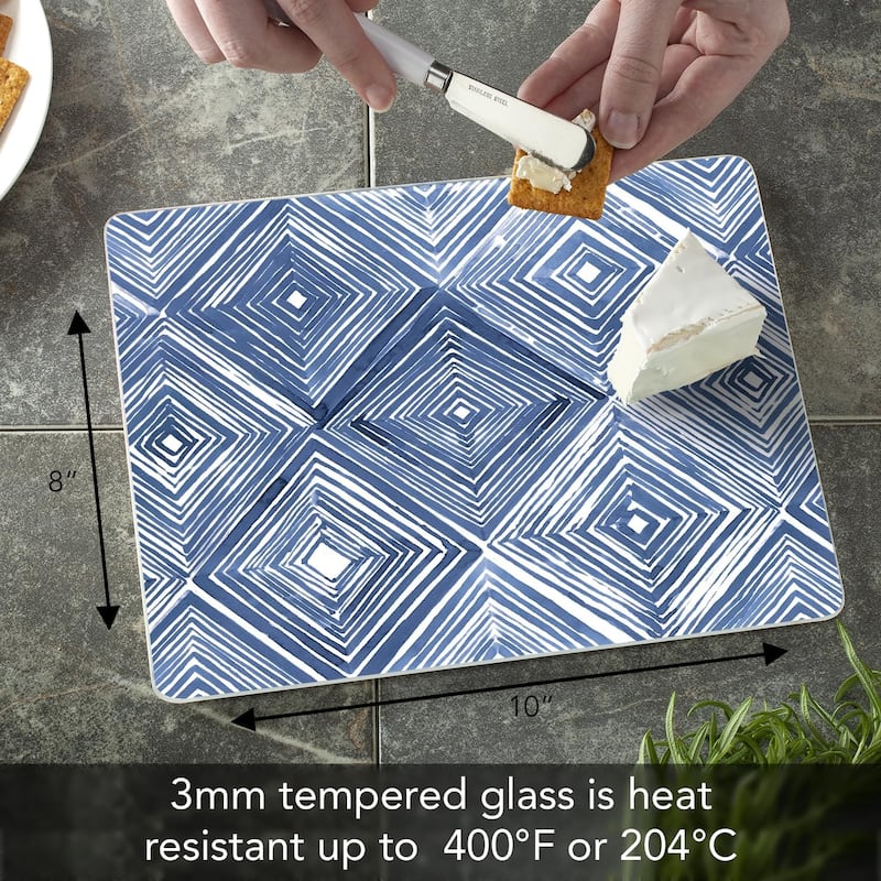 Indigo Diamond 3mm Heat Tolerant Tempered Glass Cutting Board 10” x 8” Manufactured in the USA Dishwasher Safe