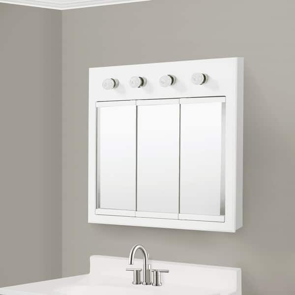 slide 2 of 9, Design House White Concord Bathroom Medicine Cabinet Mirror 30 x 30