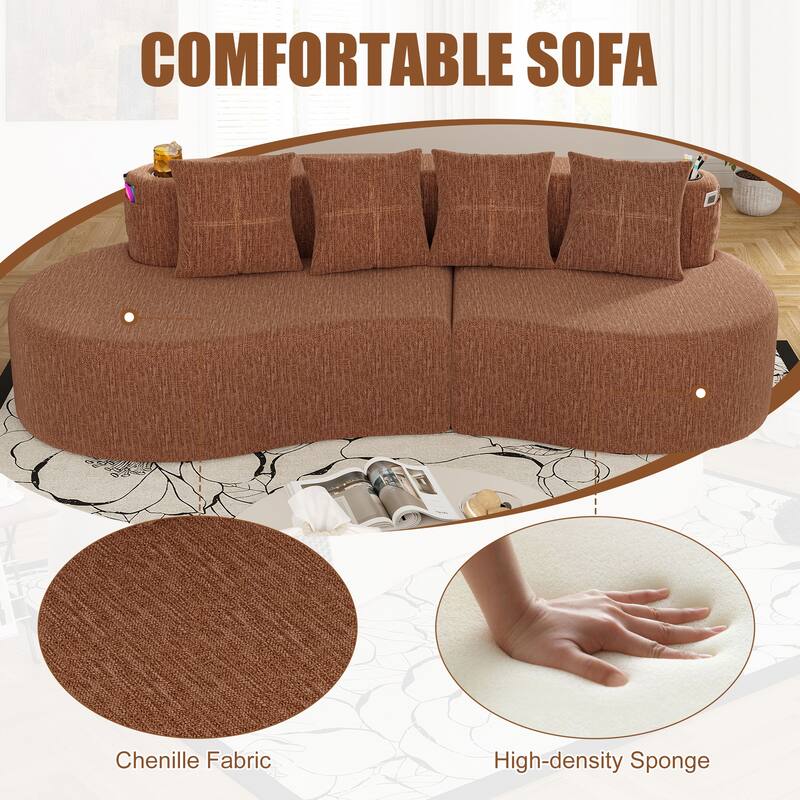 Modern Curved Sectional 3 Seat Minimalist Elegant Half Moon Sofa Compressed Modular Sectional Sofa for Living Room, Office