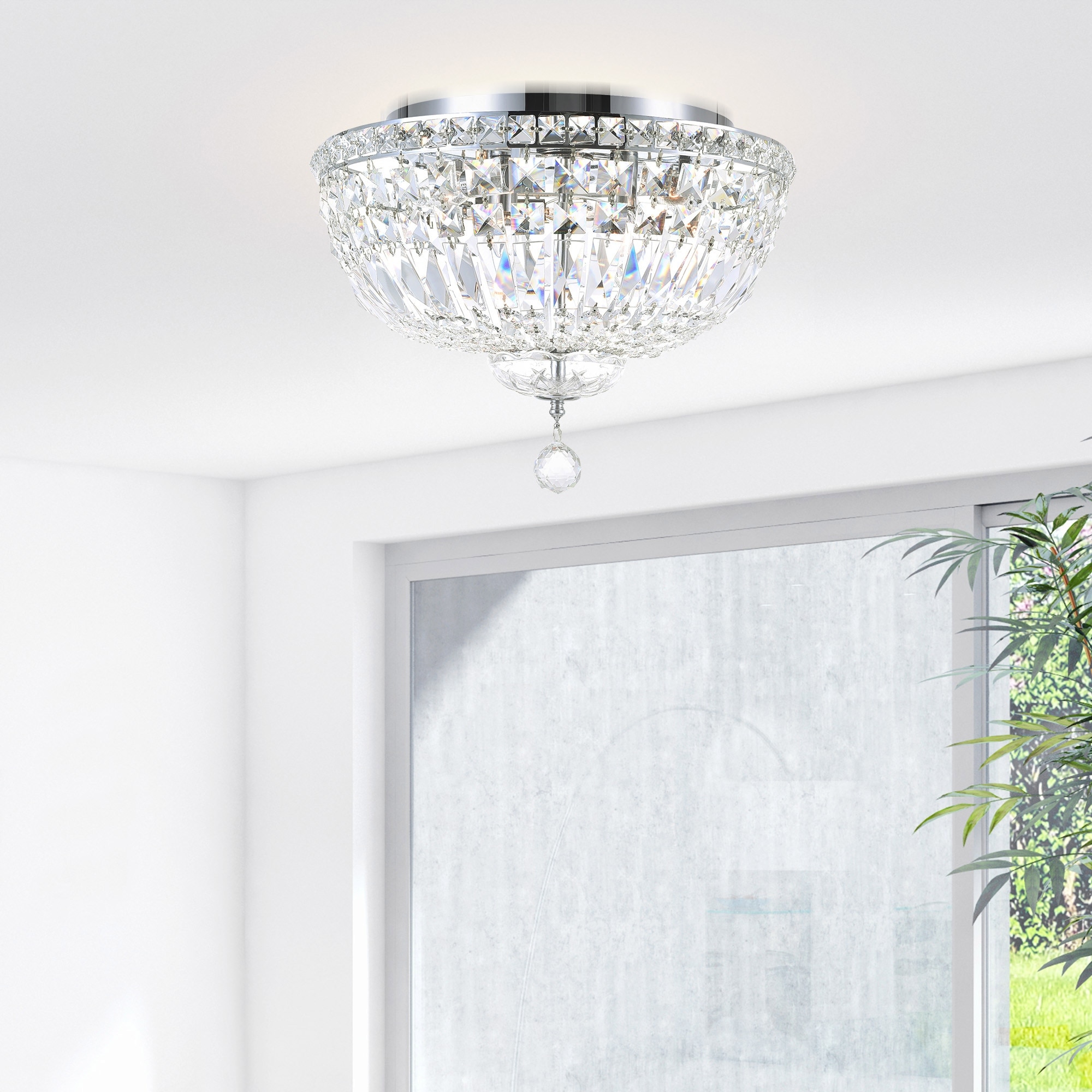 CWI Lighting Stefania 5 Light Chrome Flush Mount