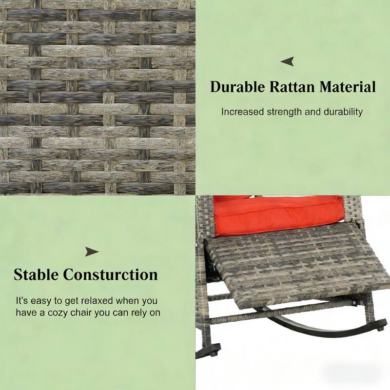 GDFStudio - Oliver Outdoor Rocking Rattan Recliner Designed for Deep Relaxation