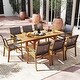 preview thumbnail 1 of 8, Costway 9 PCS Acacia Wood Outdoor Dining Set for 6-8 with 1.97" - See Details Natural and Gray