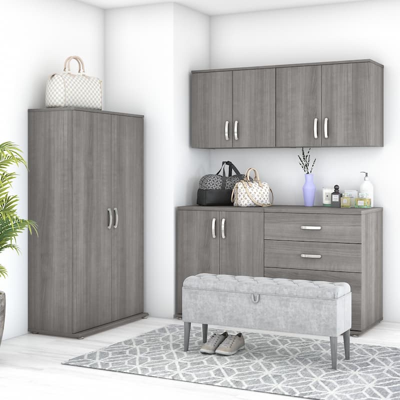 Universal 5 Piece Modular Closet Storage by Bush Business Furniture - Platinum Gray