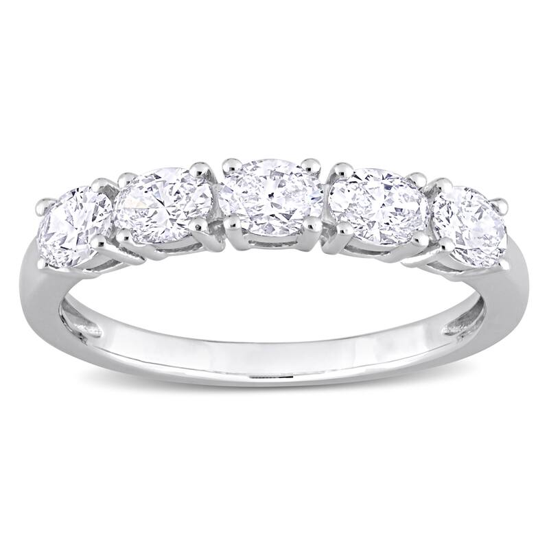 Miadora 1ct TW Oval Cut Diamond Semi-Eternity Band in 14k White Gold